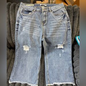 Hot Kiss Distressed Boyfriend Jeans - Blue